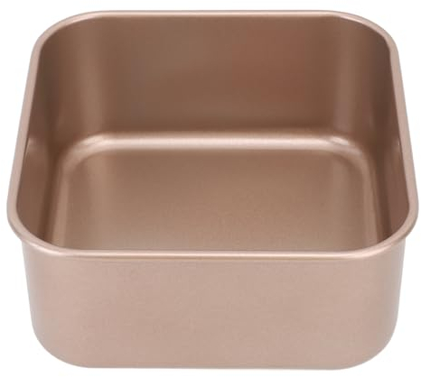 Tissting Moules à Gâteaux 17 x 17 x 8 cm Plat de Cuisson Carré Profond en Acier Au Carbone, Ustensiles de Cuisson, Dorée Poêle à Pain de Plaque à Biscuits, Brownie Grille-pain, Poêle pour Gâteau, Pain