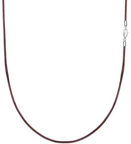 VANSZA Lederkette Echtes Leder Halskette Edelstahl Verschluss 1.5/2/3mm breit Damen Herren Kette für Anhänger charm 45-55cm wählbar DIY Lederschnur (55cm, Dunkelbraun-1.5mm)