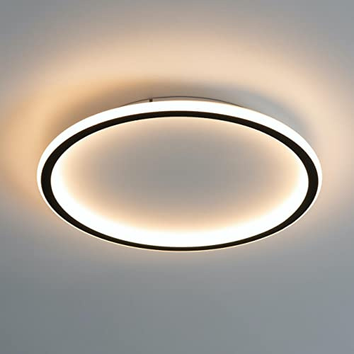 KOSILUM – LED-Deckenleuchte rund 40 cm Kreis schwarz – Alessia – Licht warmweiß Beleuchtung Wohnzimmer Schlafzimmer Küche Flur – 1950 lm – integrierte LED – IP20