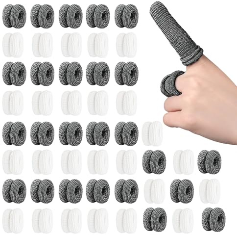 FINEASY 50 Pcs Finger Protectors, Bandages, Cots - Thumb Bandage for Gardening, Kitchen, Sports - White & Black