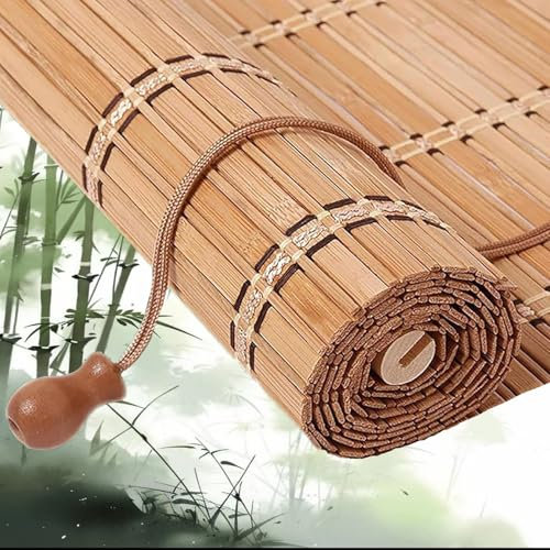 Natürliche Bambus-Rollos,Raffrollo Bambus,Retro-Bambus-Jalousien, Atmungsaktive Sonnenschutz Und Sichtschutz Rollo Für Fenster Innenhaus Büro Küche