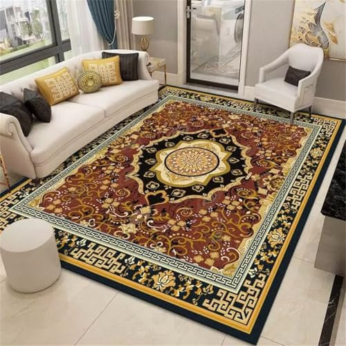 RUGMRZ Teppich Jungen Webteppich Rotes Blumenmuster rechteckiger Flächenteppich Vintage schalldicht Balkonteppich Outdoor 60X120CM