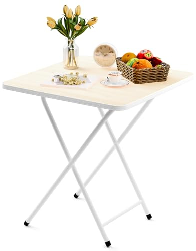 OSKOPWRC Tavolo pieghevole portatile da 60 cm, tavolo da pranzo pieghevole per mangiare in piccoli spazi, scrivania compatta per interni ed esterni, per cena, mahjong, campeggio, barbecue, bianco