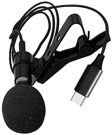 Artibetter Kleiner Lavalier Mikrofon Typ-c mit Clip, Metall Kunststoff | Kondensatormikrofon für Smartphones, Plug And Play, Aktivem Sound, Pu Tasche, Schwarz
