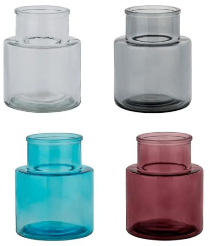 gouveo Set di 4 vasi in vetro cilindrici 120 Miscela di colori - vasi rotondi moderni per fiori in vetro - vasi decorativi senza tempo per la casa, matrimoni, compleanni, celebrazioni (VC120MIX)