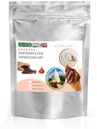 Gino Gelati Karamell Dänisches Softeis Pulver, Made in Germany, verschiedene Varianten, Herstellung mit oder ohne Eisamschine möglich, schnelle und einfache Zubereitung (1 Kg, Karamell Kaffee)