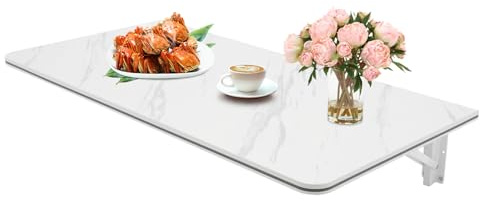 DeeDuud Mesa plegable de pared de MDF para pared, para dormitorio, salón, estudio, cocina, mesa plegable (blanco, 80 x 40 cm)