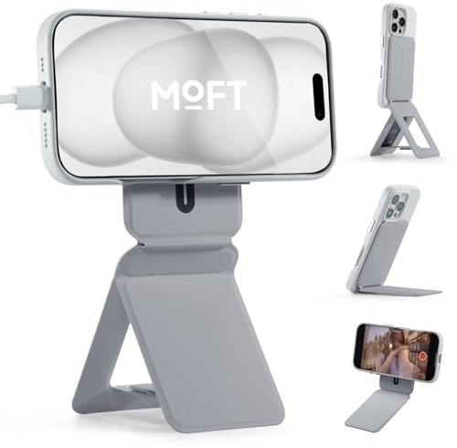MOFT Stativ für iPhone 16/15/14/13/12 Serie, Snap Unsichtbarer Handy Stativ Ständer mit 3 Modi für Self-Vlogging, Browsen, Makrofotografie, Videoanrufe, Tragbarer Leichter Handy Ständer, Zement