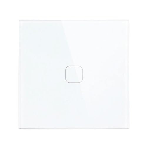 Interruptor eléctrico táctil de luz de pared, cubi Interruptor táctil estándar, Panel de cristal con LED, 1 unidad, 1 vía, luz de pared, pantalla táctil(WHITE)