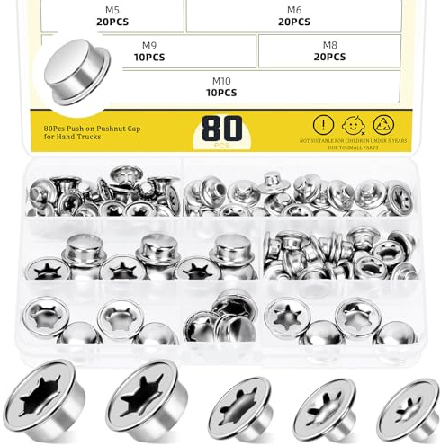 MARDATT 80Pcs Push on Pushnut Cap, 1/4, 5/16, 3/8, 2/5, 3/16 Axle Cap