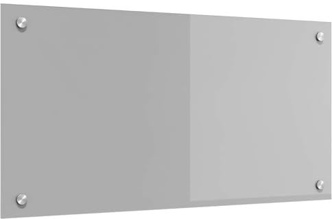 vidaXL Kitchen Backsplash Light Grey 80 x 40 cm Tempered Glass, Modern, Durable Glass Backsplash for Kitchen, Heat-Resistant Wall Cover, Stylish Design, Easy Installation Feature