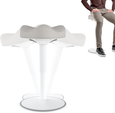 FIVMEN Tabouret debout ergonomique réglable en hauteur 47 à 65 cm - Tabouret de bureau avec effet oscillant - Tabouret de travail pour la maison et le bureau - Gris