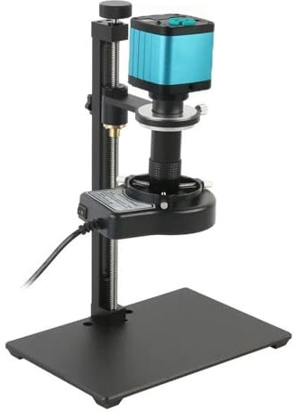 Microscope Microscope vidéo numérique, caméra 48mp 4K 2K 1080P HDMI USB, ensemble 1-130X, objectif à monture C, lumière LED 144, support à bras pivotant