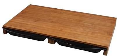 MOON HOME Schneidebrett mit Auffangschalen - Landing Pad, aus nachhaltigem Bambus/Holz, herausnehmbare Schalen aus kratzfestem PP-Kunststoff, für sauberes Arbeiten in der Küche, 50 x 28.5 x 4.5 cm