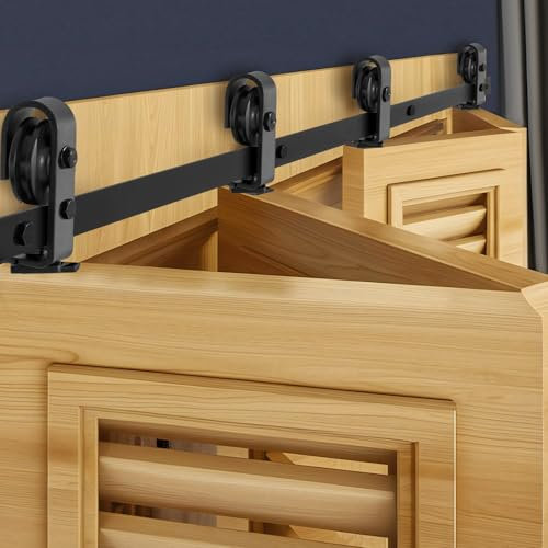 VEVOR Bi-Folding Sliding Barn Door Hardware Track Kit, 64 Top Mount Track Kit, Slide Smoothly & Quietly, Heavy Duty, Easy to Install, Suitable for Four 15 Closet Pantry Laundry Doors (Not Included)