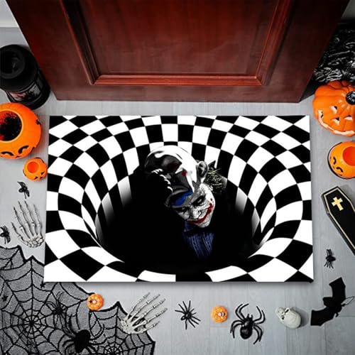 KASESSS Felpudo Entrada Casa de Halloween, 3D Payaso Felpudo Exterior, Felpudos Entrada Casa Terror, Tapete Entrada Divertido, Door Mat para Entrada Pasillo de Decoración Halloween 40x60CM