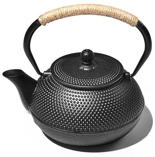 Théière en fonte, bouilloire à thé en fonte, théière japonaise de 600 ml avec infuseur en acier inoxydable pour cuisinière avec revêtement intérieur émaillé, japonaise