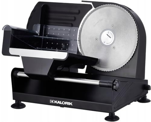 Kalorik, Allesschneider Elektrisch, AS2000BK, 220W, 2 Klingen, Schwarz | Edelstahl und Metallgehäuse, geeignet für Brot, Wurst, Käse und Schinken, ideal für präzises Schneiden in der Küche