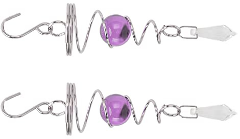 Thonlai 2Pcs Gazing Ball Wind Spinner, Stainless Steel Spiral Tail with K9 Crystal Sphere for Outdoor Garden Decor, Office Porch (Violet)