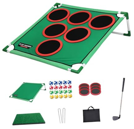 getuse Golf Pong Put Spiel Set mit Matte, Trainingstool für Kinder ab 3 Jahre, Indoor und Outdoor Golfübung mit beweglichem Ziel- Golf Set A/Einzelregal