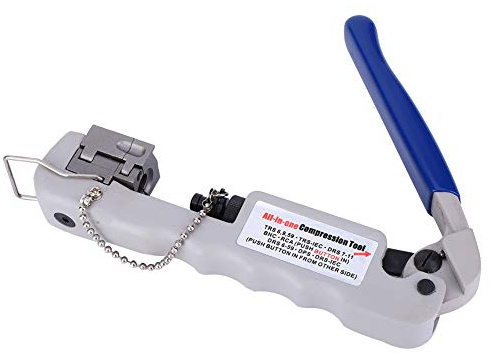 BRRNOO Pince à Sertir pour Câble Coaxial, Outil de Sertissage Coaxial, Outil de Sertissage de Câble, de Compression, Pince à Sertir, Bornes Multifonctions en Acier pour Connecteurs BNC, F