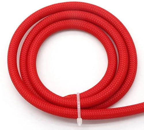 Guaina trecciata in PET ad alta densità da 6 mm - Guaina protettiva for cavi, resistente al calore, opzioni da 1/2/5/10/20/30/50 m(Red,50meter)
