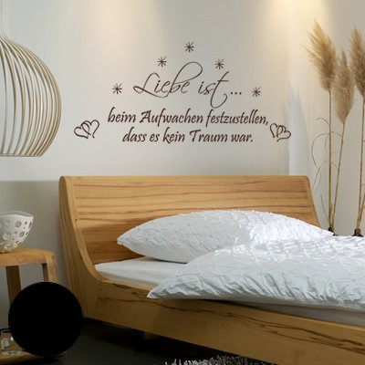 A260 Wandtattoo Liebe ist… beim Aufwachen 160cm x 75cm schwarz (erh. in 40 Farben u. 3 Größen)