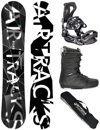 AIRTRACKS Snowboard Set (Paquete Completo) Tabla Refractions Game Extra Wide (Hombre) 155 - Fijaciones Master - Botas Star Black 42 - SB Bolsa/Nuevo