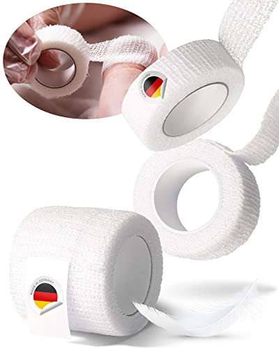 Mix 3x Zehenbinde je 1x 1.5, 2.5, 4cm selbsthaftende Binde zum Zeh verbinden, fixieren, elastisch, kohäsiv, Rinki Schnellverband