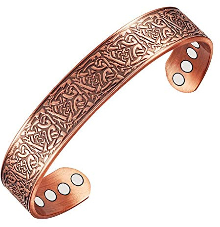 Wollet Kupfer-Armbänder mit 6 Magneten für Männer zur Schmerzlinderung bei Arthritis und zur Körperheilung, Länge:17,8 cm