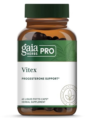 Gaia Herbs Pro Vitex PRO- Supplement Supports Normal Menstrual Cycle & Healthy Menopause* - Progesterone Support Supplement* with Organic Chaste Tree Berry Extract - 60 Liquid Phyto-Caps (30 Servings)