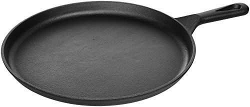 Amazon Basics - Runde Pfanne aus bereits eingebranntem Gusseisen, 26,7 cm Durchmesser, Schwarz