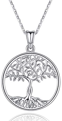 Collana con ciondolo albero della vita per ragazze, collana con ciondolo in argento sterling 925 Gioielli con ciondolo albero con scatola regalo con gioielli pregiati, gioielli con ciondolo collana co