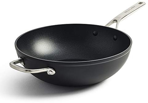 KitchenAid Forged Hardened 3-Layer German Engineered, Non-Stick 30cm/5 Litre Wok, Stainless Steel Handle, Induction, Oven Safe, Black