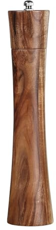 KKC Macinapepe, 25cm Macinino a mano in legno d'acacia, Macina in ceramica regolabile, Macinini per sale, Macinamare, macinaspezie per macinagrigliate, macinino per semi di lino, macina peperoncino