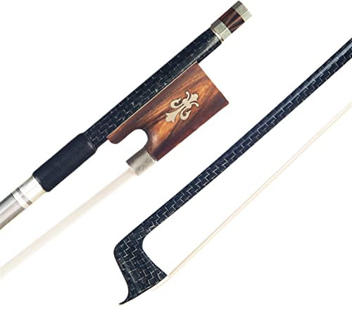 TSTS 4/4 Geige Bug Carbon Faser Bogen Silber Silber Geflochtene Kohlefaser Bogen Ox Horn Frosch Natürliche Rosshaar Student Violinbogen