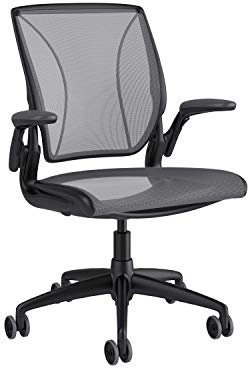 Humanscale Diffrient World Office Task Desk Chair - Adjustable Duron Arms - Black Frame Platinum Dash Back and Seat Mesh W11BA14A14-S - Soft Hard Floor Casters