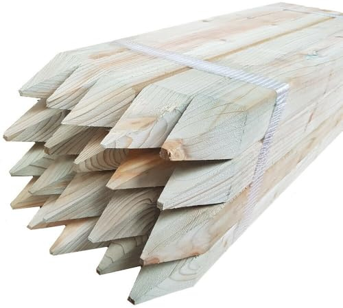 2ft x 20 Fence Post Garden Square Tree Stakes Tanalised Treated Timber Fence Posts 45mm x 45mm Planed All Round Wooden Stakes Durable Outdoor Garden Fencing Supports Pressure Treated Timber Posts
