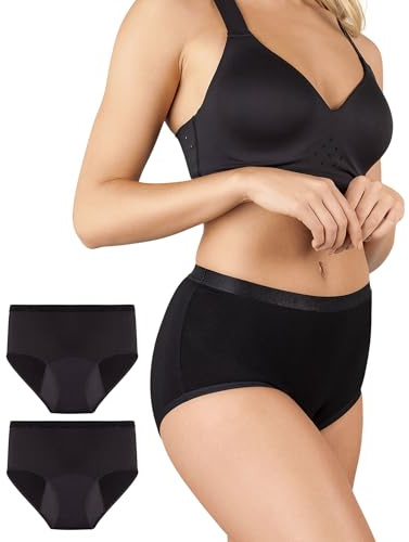 BeMee Perioden-Slip mit hoher Taille für die Nacht I Periodenslip aus Oekotex zertifizierter Bambus-Viskose I frei von Schadstoffen I auslaufsicher & atmungsaktiv (schwarz, Größe XS bis XXL)