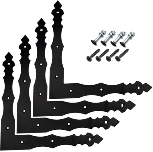 BRESKO Flachwinkel dekorativ Flachverbinder Eckwinkel Bauwinkel Fensterwinkel Möbelwinkel Schwarz Beschlag Verbinder (4 Stück, 300x300x40x4,0 mm)
