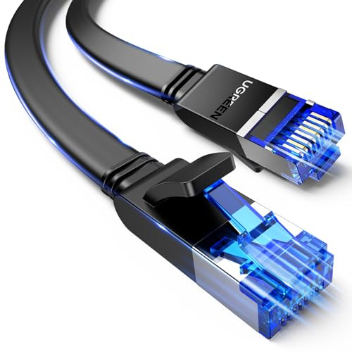UGREEN Ethernet Cable 15M, Cat 8 Internet Cable Flat High-Speed 40Gbps 2000Mhz Network Cable, Gigabit RJ45 LAN Cable Patch Cord Compatible for PC/Laptop, PS5, Xbox, Modem, Router, Switch, TV