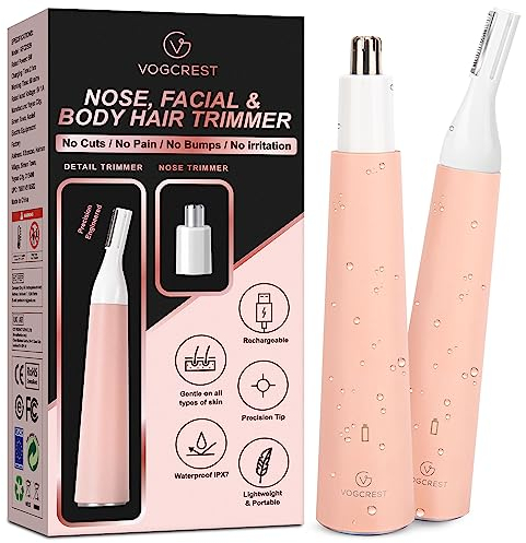VG VOGCREST Nasenhaarschneider für Frauen & Augenbrauenschneider, schmerzloser wiederaufladbarer Nasenhaarschneider mit IPX7-Wasserdichtigkeit, einfache Reinigung, 2-in-1-Personal-Trimmer für Frauen