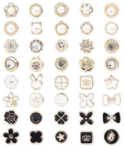 Brosche Knöpfe, Ersatz Damen Hemd Sicherheit Knöpfe, 40PCS Jeans Ohne Nähen, Abnehmbar Instant Einstellbarer Unsichtbare für Kleidung, Strickjacken, Kleid, DIY-Dekoration