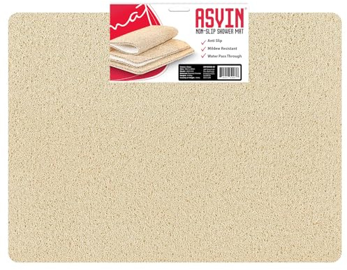 Asvin Große rutschfeste Bade- und Duschmatte für Innendusche und Nassbereiche (60 x 80 cm, Beige) schnell trocknend