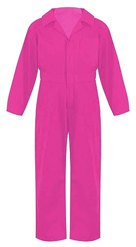 ranrann Kinder Blaumann Uniform Kostüm Einteiler Overall Jumpsuit Langarm Arbeitsoverall Maleranzug Kesselanzug Cosplay Outfit Hot Pink 170-176