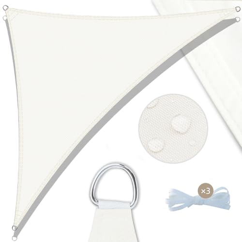 UMI Vela Ombreggiante Impermeabile 3x3x4,25m Triangolare Tenda a Vela Protezione Raggi UV 95% Tenda Parasole per Esterno Giardino Terrazzo - Crema
