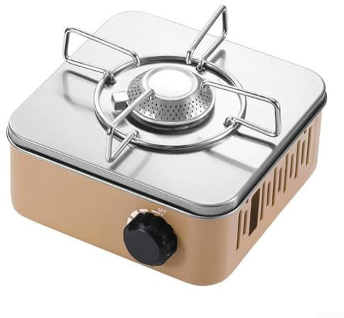 DAZZLEEX Portable Gas Cooker With Carry Bag Outdoor Stove Camping Small Square Furnance Fit Cookware Diameter 10-21Mm(Yellow)