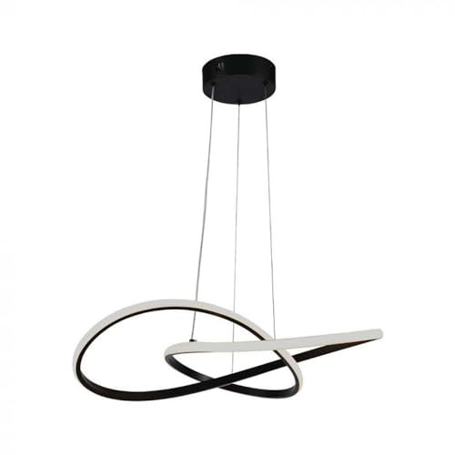 LED Hängeleuchte Designleuchte Esszimmerleuchte Pendellampe Deckenleuchte geschwungen, Aluminium schwarz Kunststoff, 20W 2540lm 3000K warmweiß, H 100 cm