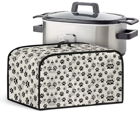 Kathyboom Dog Paw Slow Cooker Cover Portable Covers with Side Pockets for Kitchen Accessories Durable Dust Cover Fit for Most 6-8 Qt Crock Pots