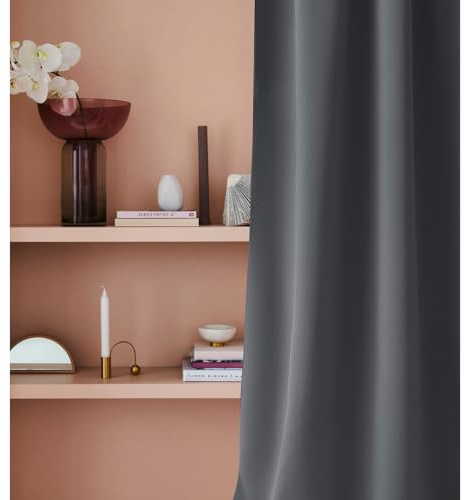 ROOM99 Vorhang mit Kräuselband Laurel 140 x 250 cm Breite x Höhe Verdunkelung Blickdicht Schiebegardinen Curtain Wohnzimmer Schlafzimmer für Schinensystem Dunkelgrau, 1 Stück